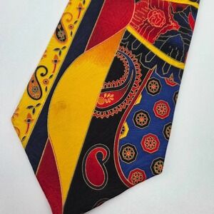 Power Line Electric Neckwear 100% Silk Tie Bold Paisley Abstract Made in USA